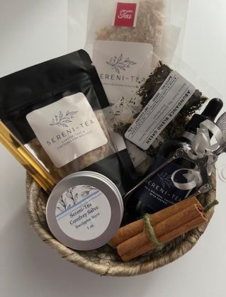 Enjoy a relaxing Christmas morning with festive decor, gifts, and a cozy mug of tea.